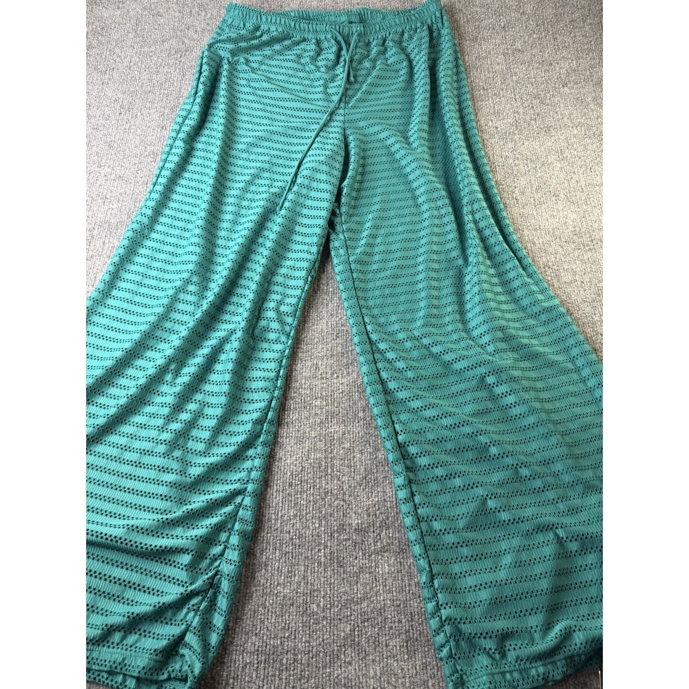 Hurley Women's XL Teal Crochet Wide Leg Beach Cover Up Pants Drawstring